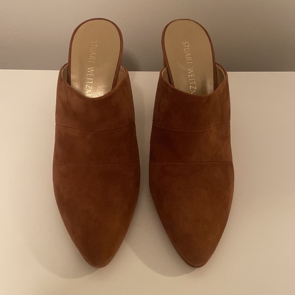 Stuart Weitzman Brown Suede Suede Heeled Mules Size 8 - Picture 2 of 4